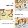 5pcs; Geometric Cookie Cutters; Stainless Steel Candy Mold With Wooden Handle; Biscuit Molds; Square Round Heart Shaped Chocolate Cutters; Cake Decora